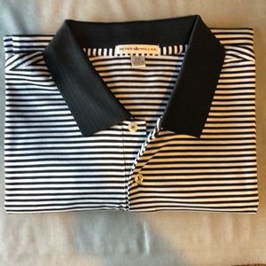 Peter Millar Mens polo- size XXL.  Black and white stripped